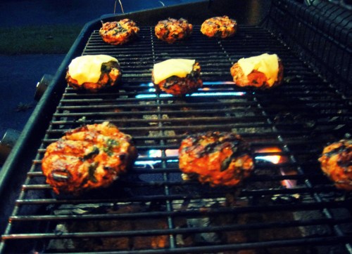 turkey burgers on the grill