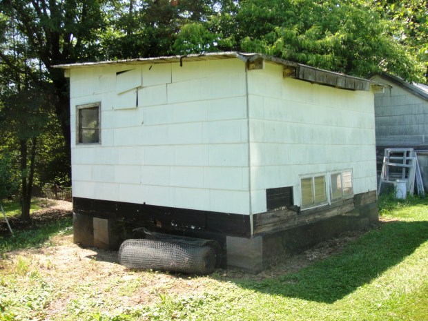 Corner view of coop before