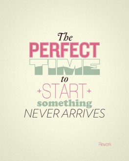 the perfect time to start something never arrives.