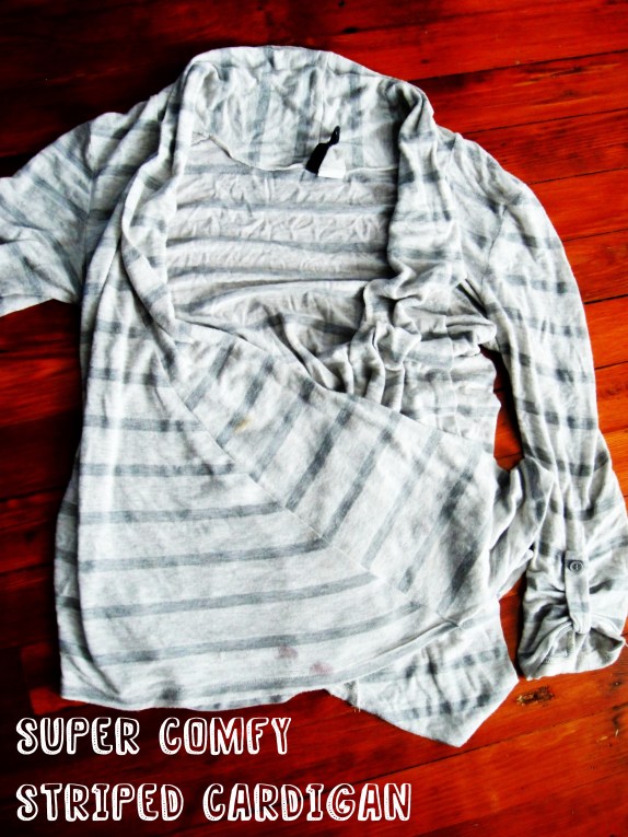 Gray and white cardigan