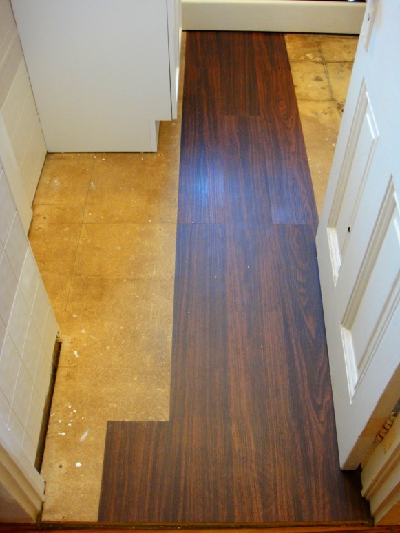 First section of vinyl flooring
