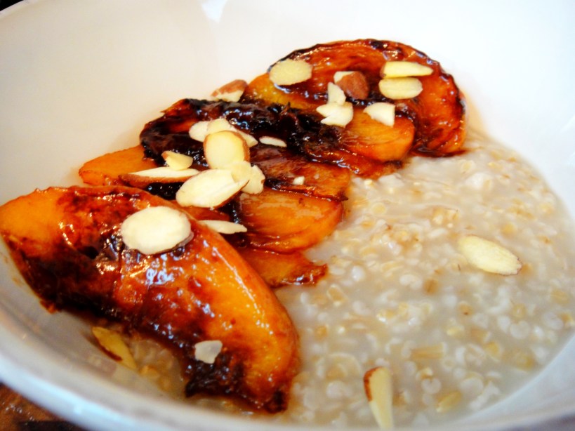 Peaches and steel cut oats