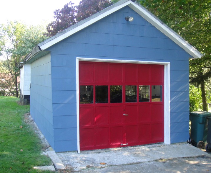 painted detached garage