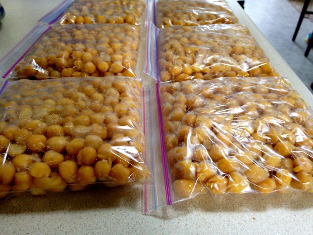 Freeze chick peas in bulk